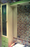 Espejo baño y armario lacado en dos colores